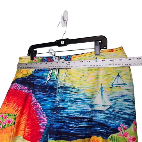 Surf Line Jams Hawaii Men Sunset Sail Board Shorts Watercolor 34 Colorful Floral - Picture 8 of 10